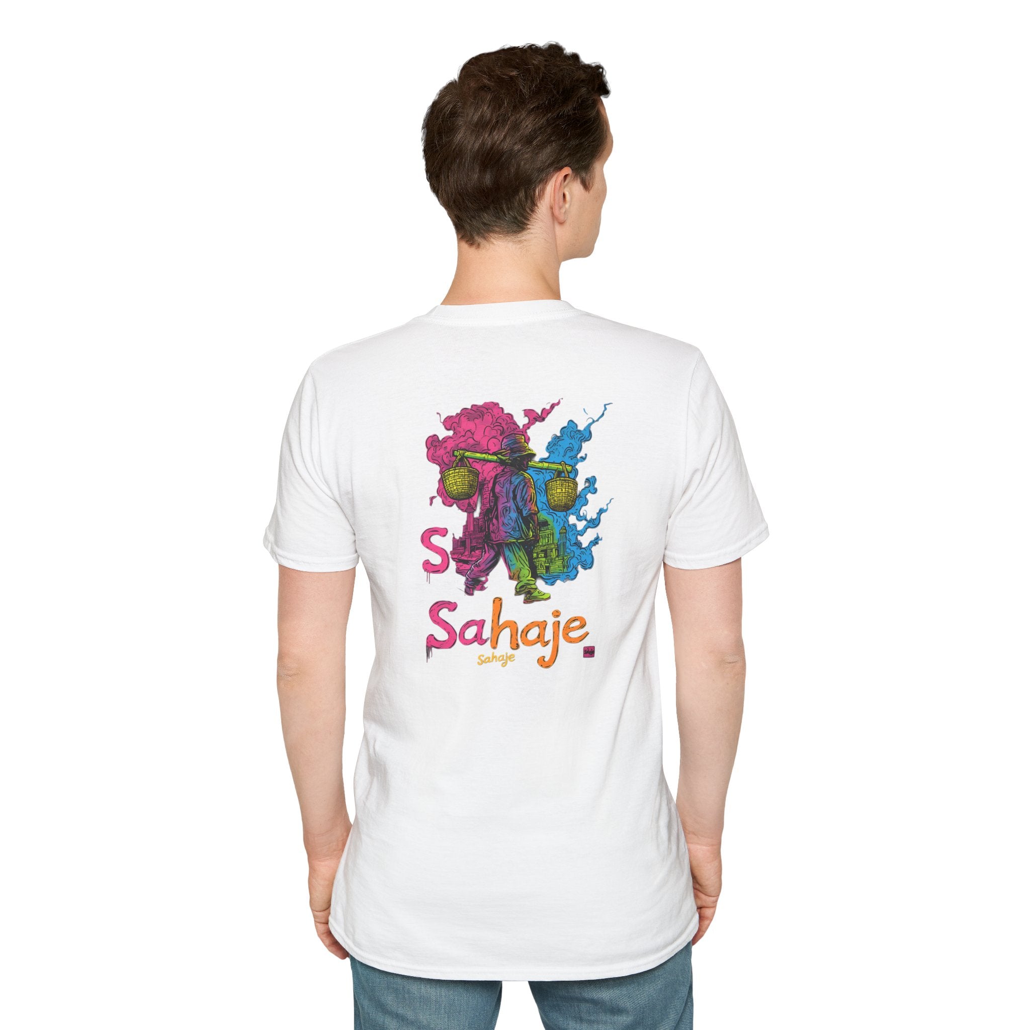 T-Shirt — Colorful Sahaje Skull Back Print
