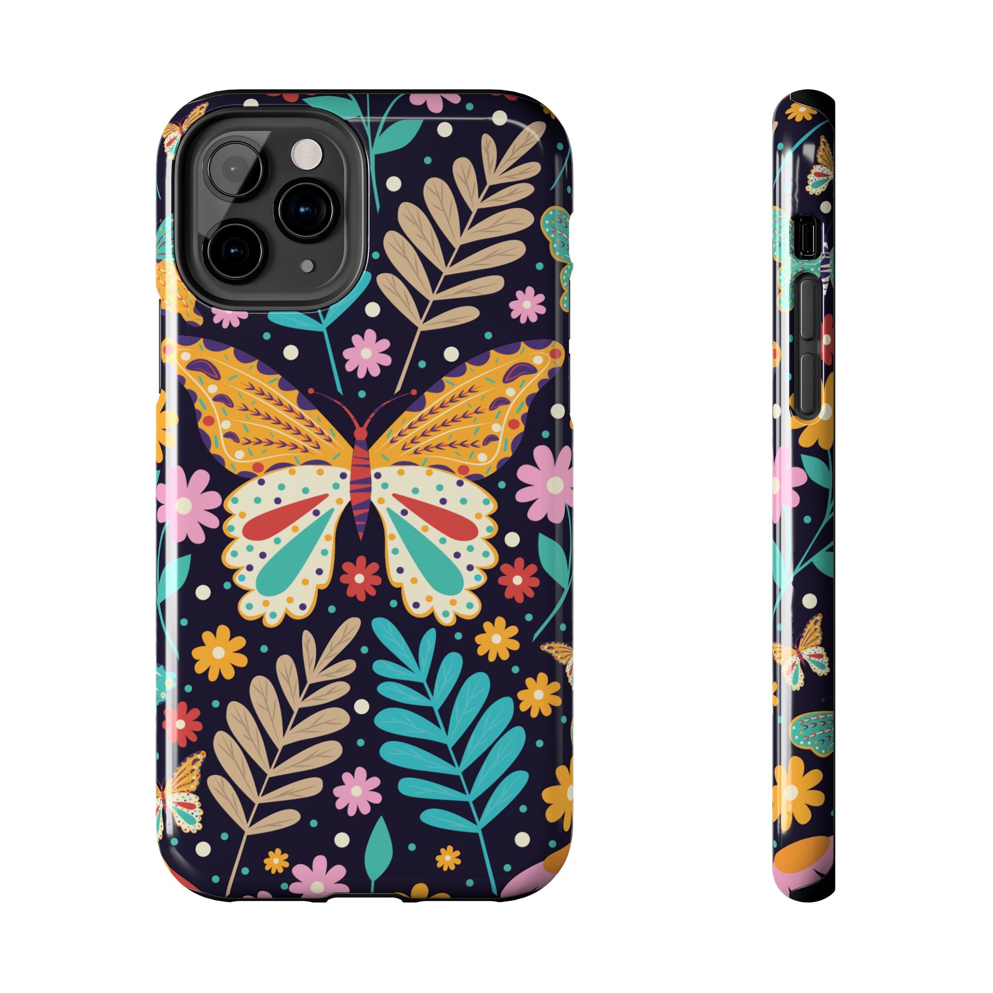 Floral Butterfly Tough Phone Case — Colorful Garden Protective Cover