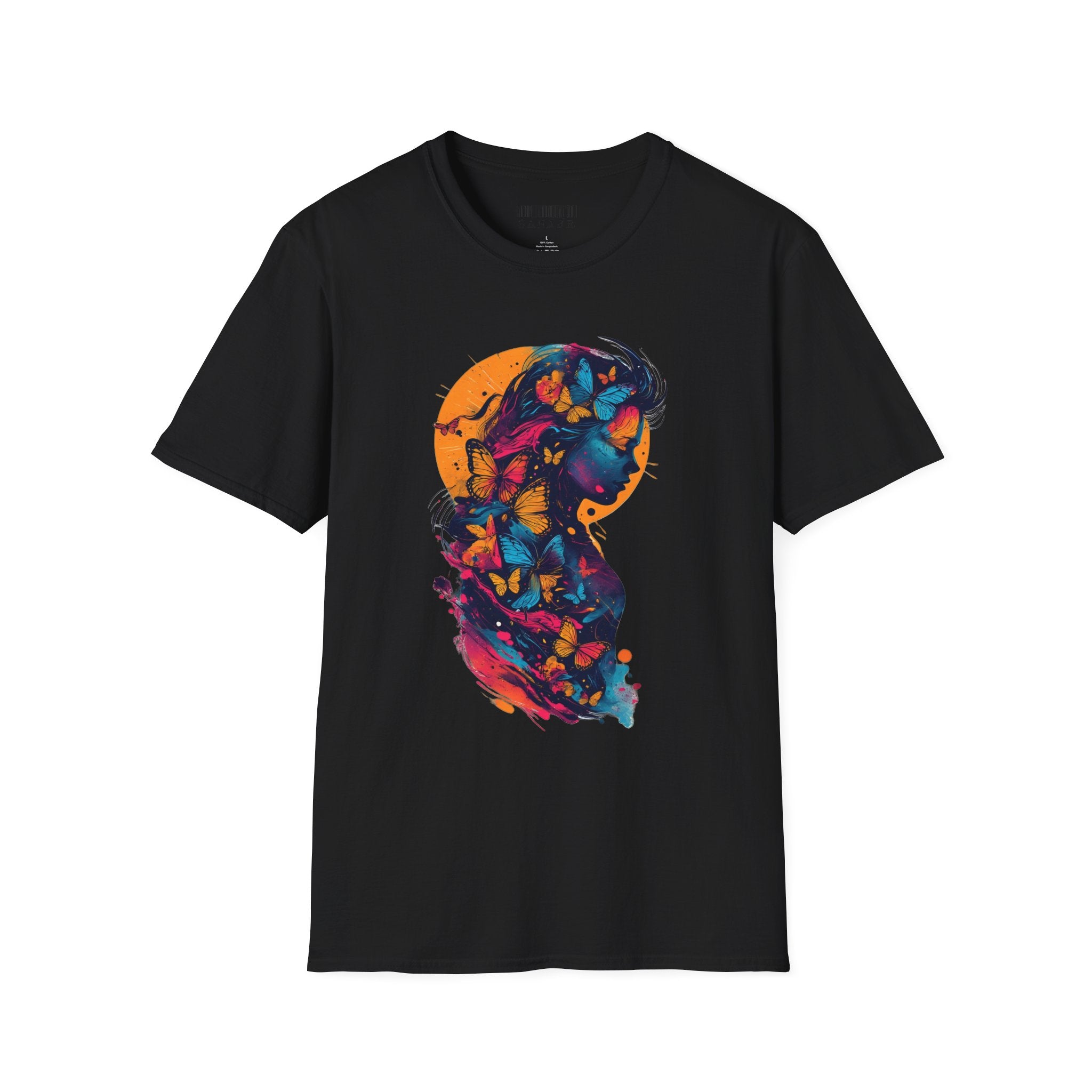 Butterfly Silhouette T-Shirt — Colorful Psychedelic Profile Tee