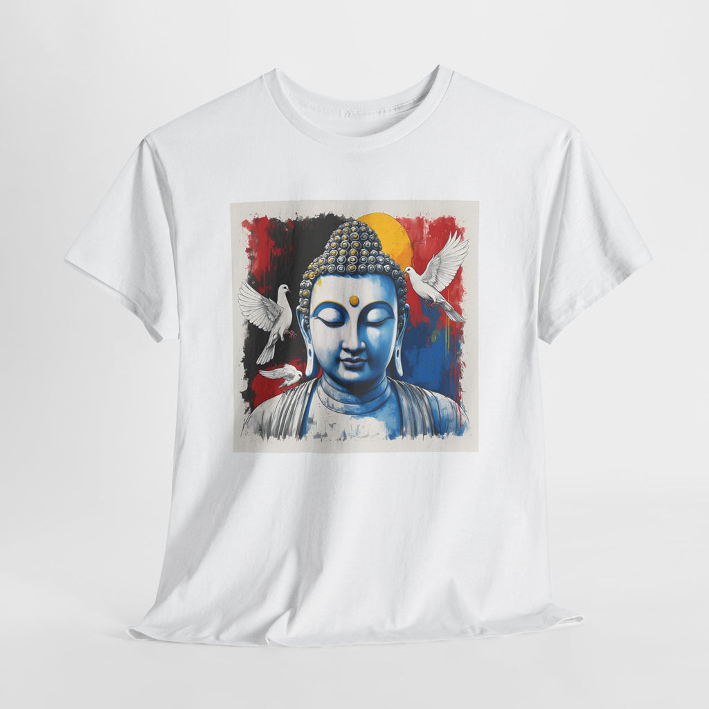 Buddha Peace Tee — Colorful Buddha & Doves Graphic T-Shirt