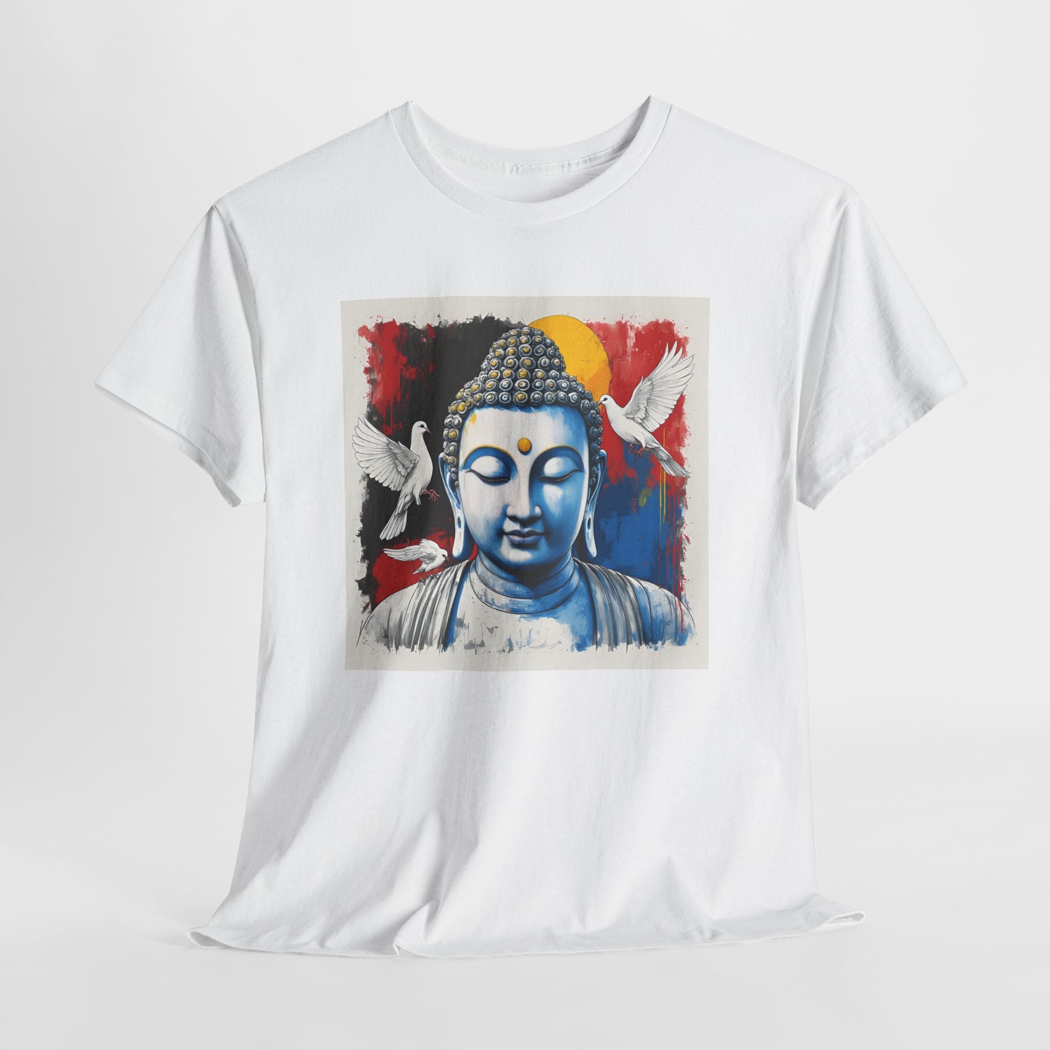 Buddha Peace Tee — Colorful Buddha & Doves Graphic T-Shirt