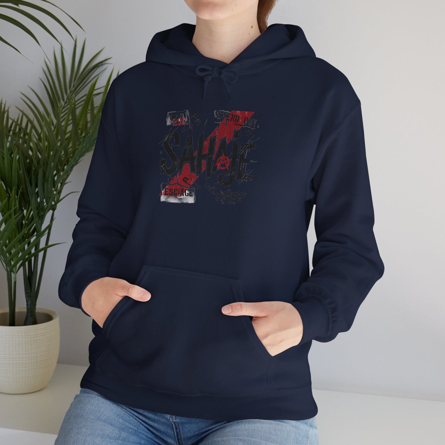Sahaje Graphic Hoodie – Distressed Vintage Script Pullover