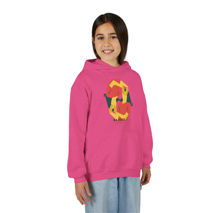 Youth Hoodie with Geometric Squirrel Art – 'Squirrel' Colorful Kids Pullover