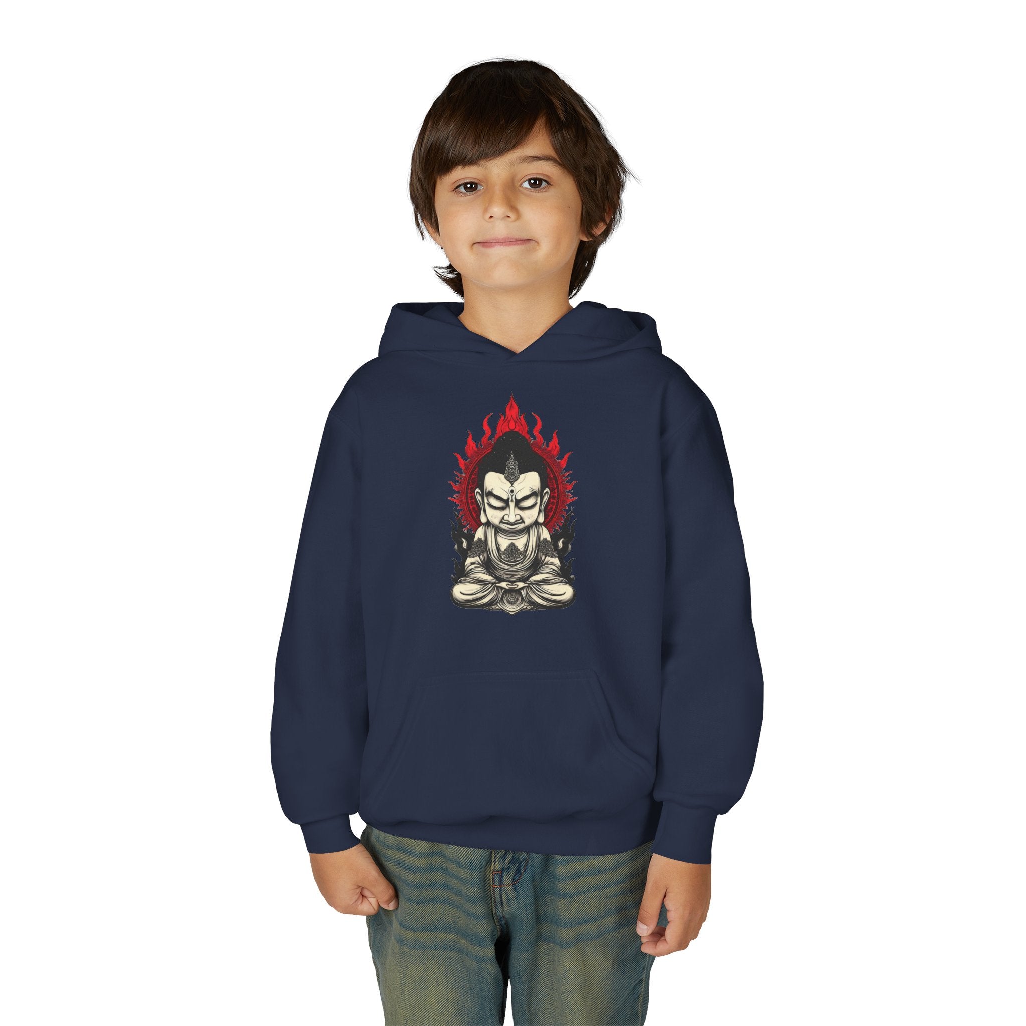 Youth Hoodie — Flaming Meditating Demon Graphic