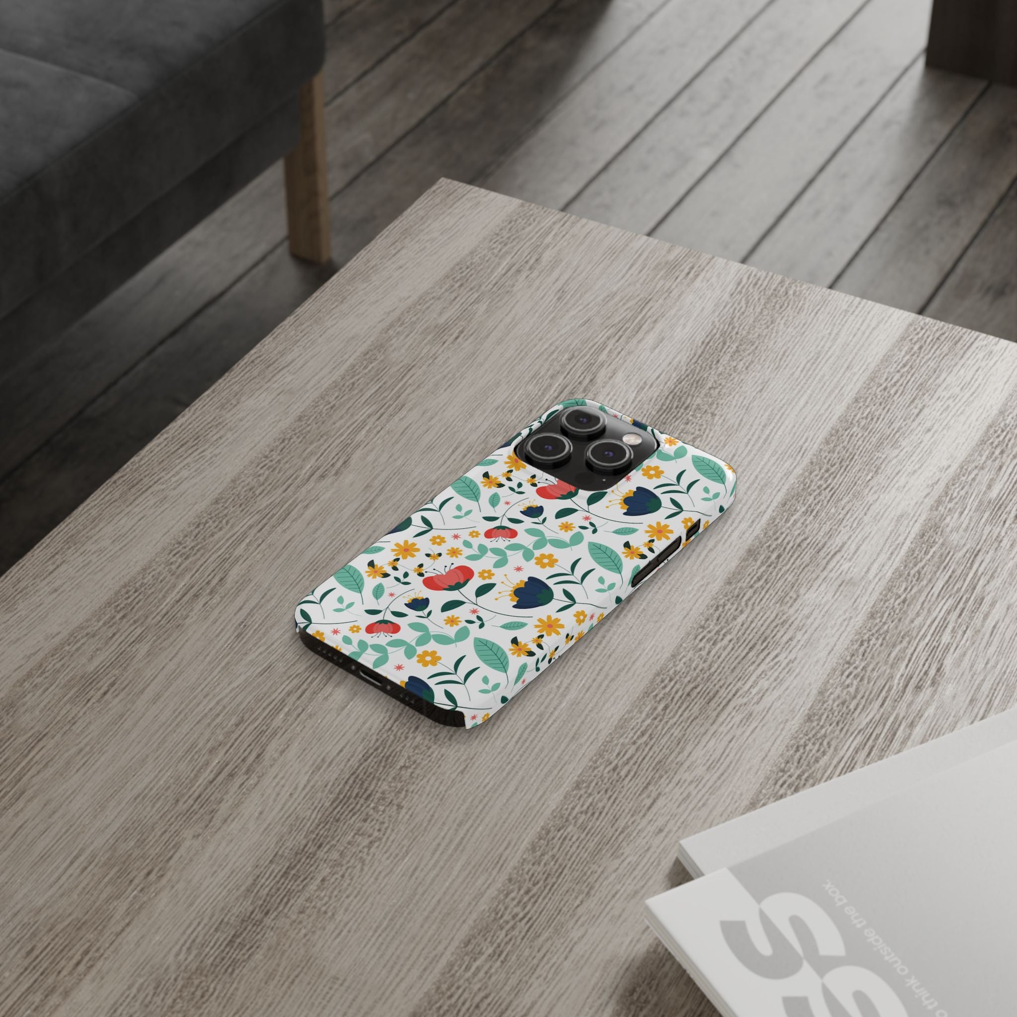 Floral Slim Phone Case — Colorful Folk Flower Pattern