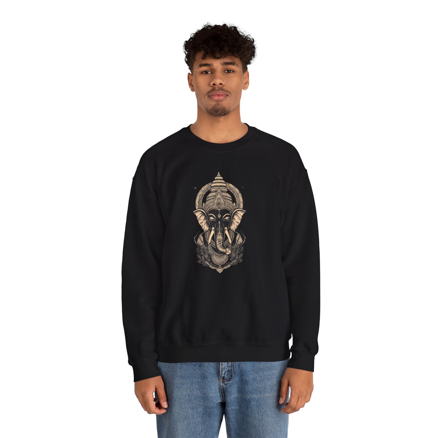 Elephant Mandala Crewneck Sweatshirt — Spiritual Indian-Inspired Graphic