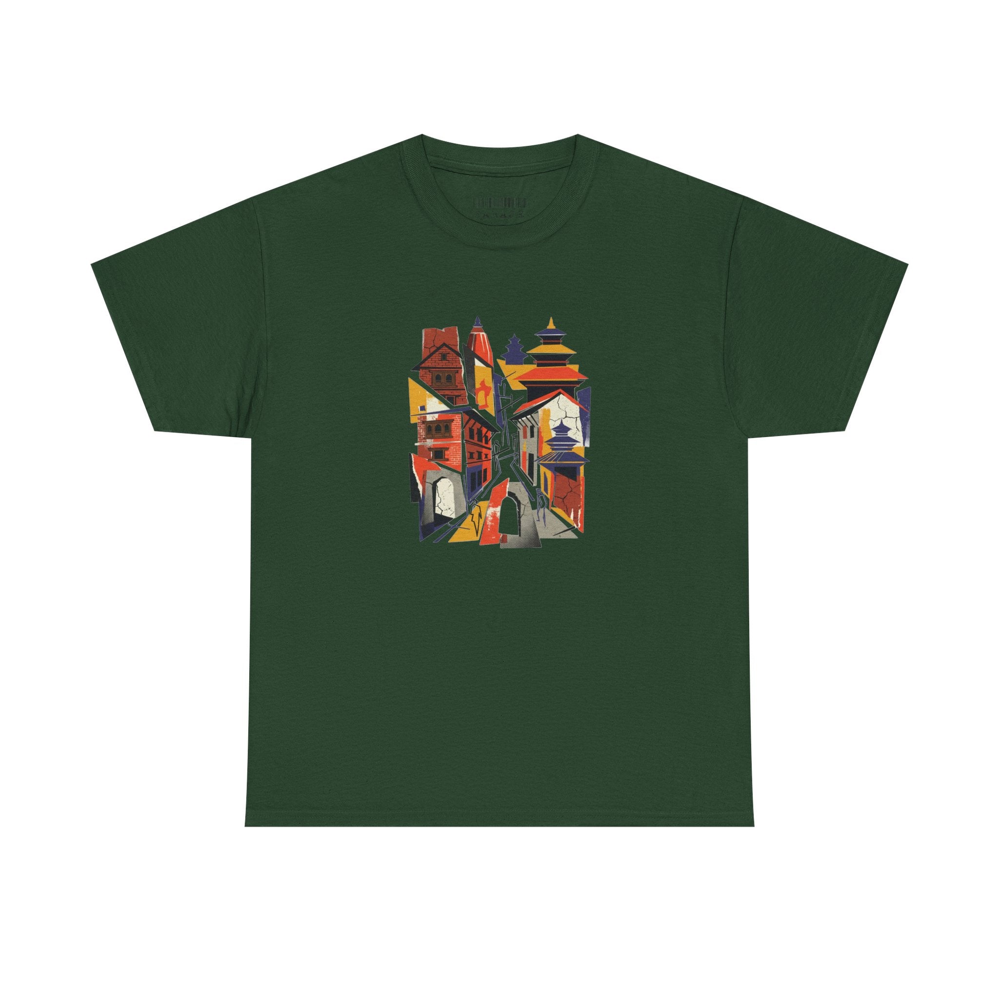 Cityscape Abstract Tee — Colorful Urban Architecture Graphic T‑Shirt