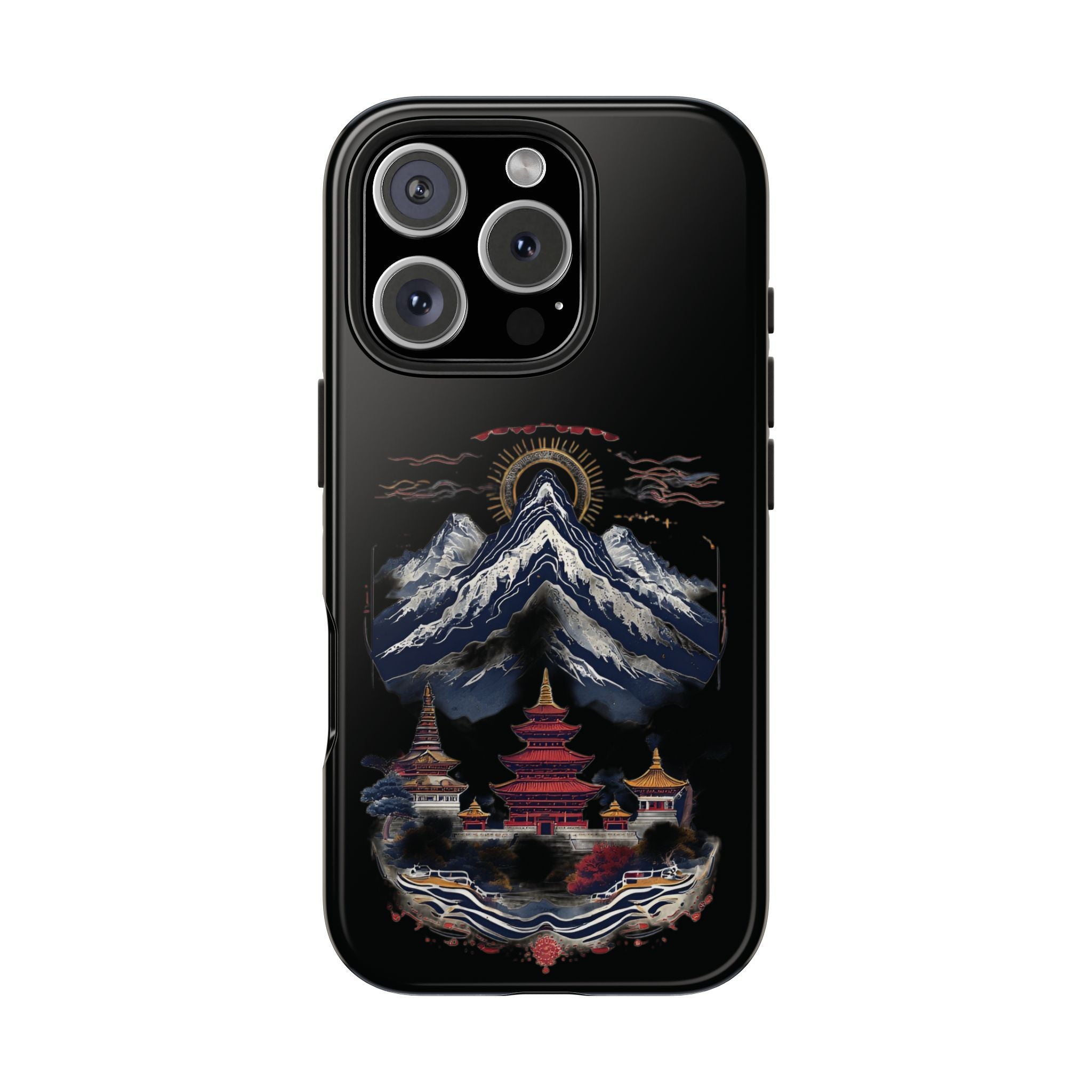 Mountain Temple Tough Phone Case — Japanese-Inspired Landscape Phone Cover
