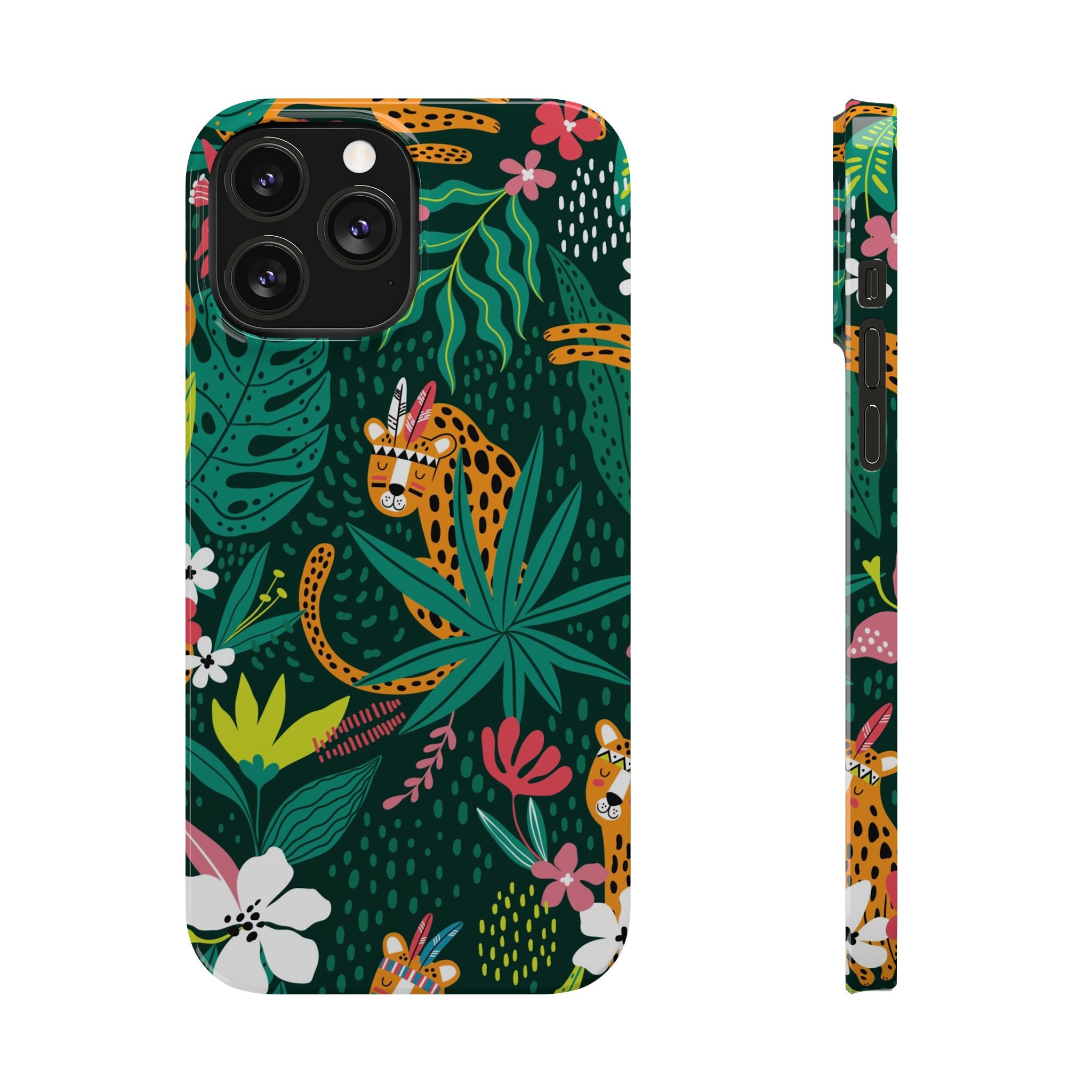 Slim Phone Case — Tropical Jungle Leopard Floral Pattern (Slim Protective Phone Cover)