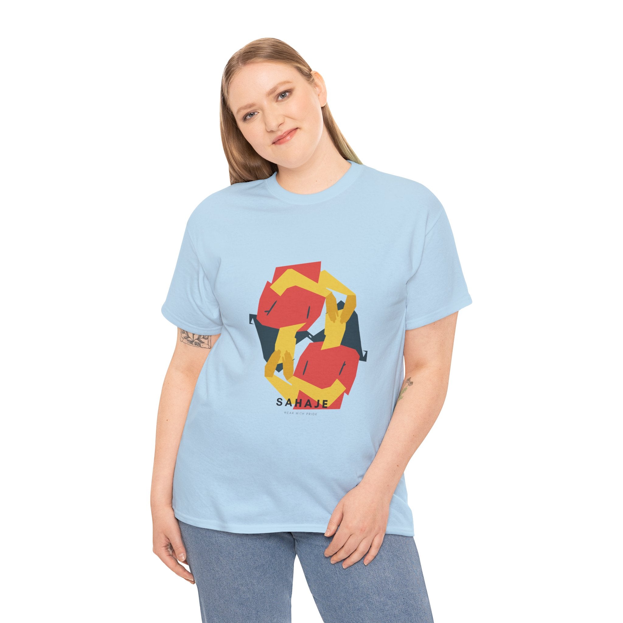 Geometric Fox Tee — Stylized Red & Yellow Fox Illustration T-Shirt