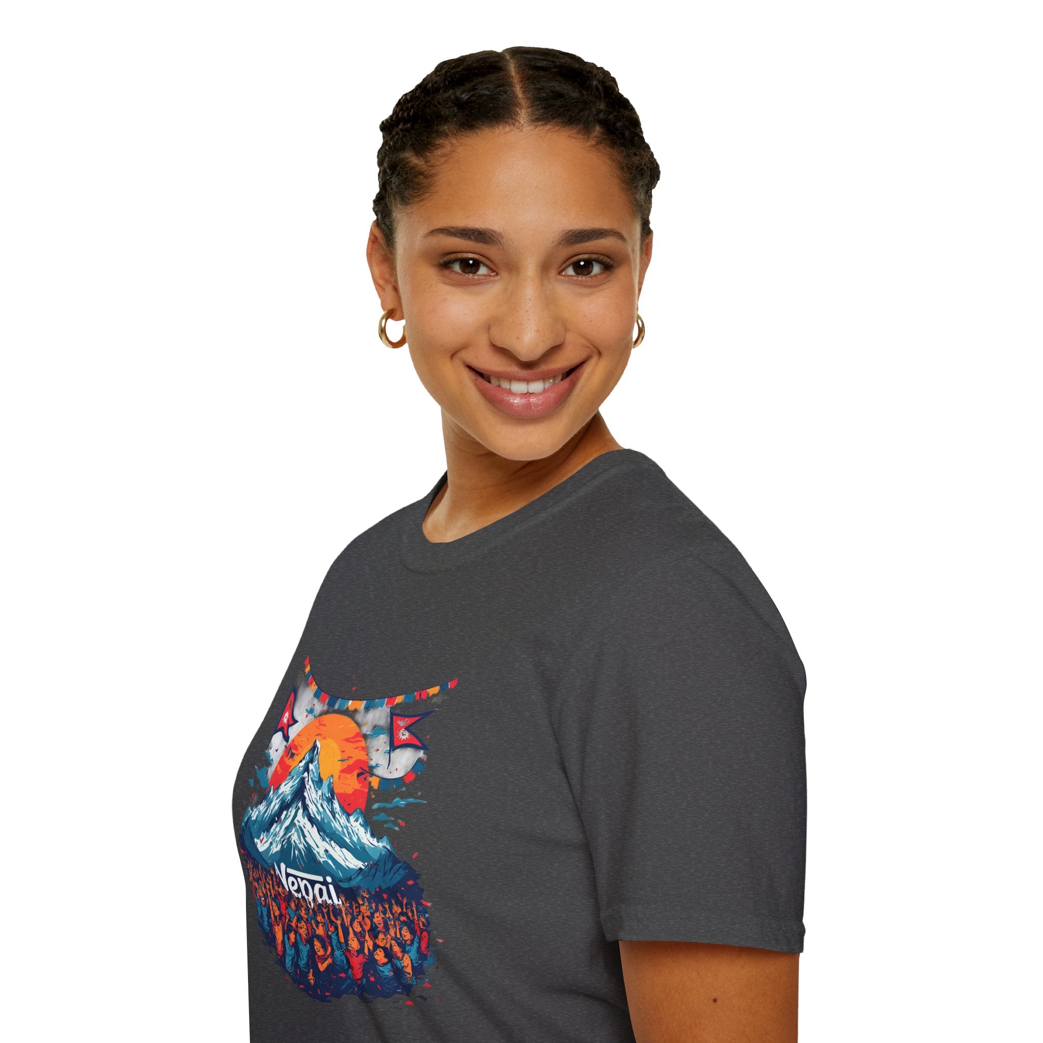 Nepal Mountain Sunrise T-Shirt — Retro Trekking Graphic Tee