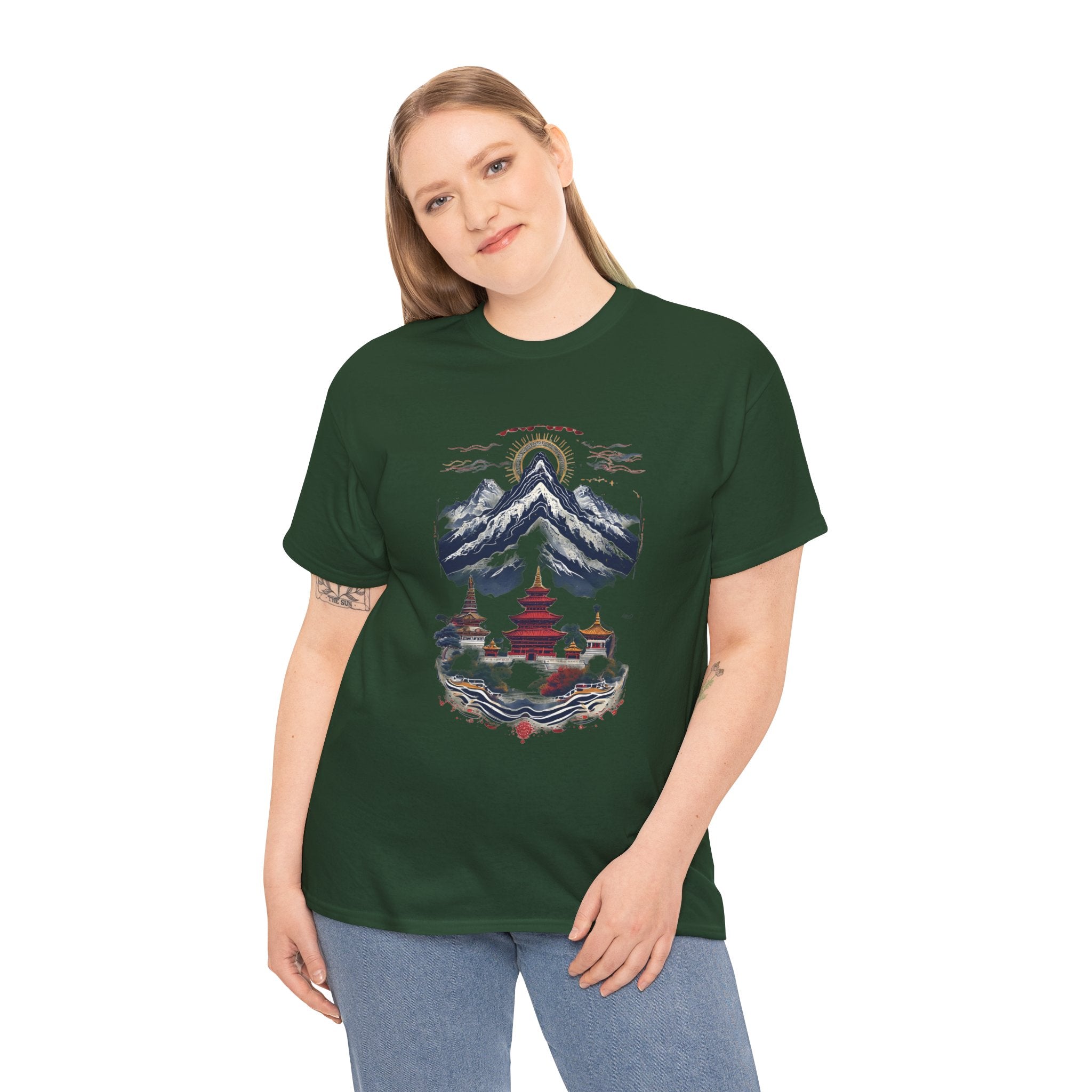 Japanese Mountain Pagoda T-Shirt — Zen Temple Landscape Tee