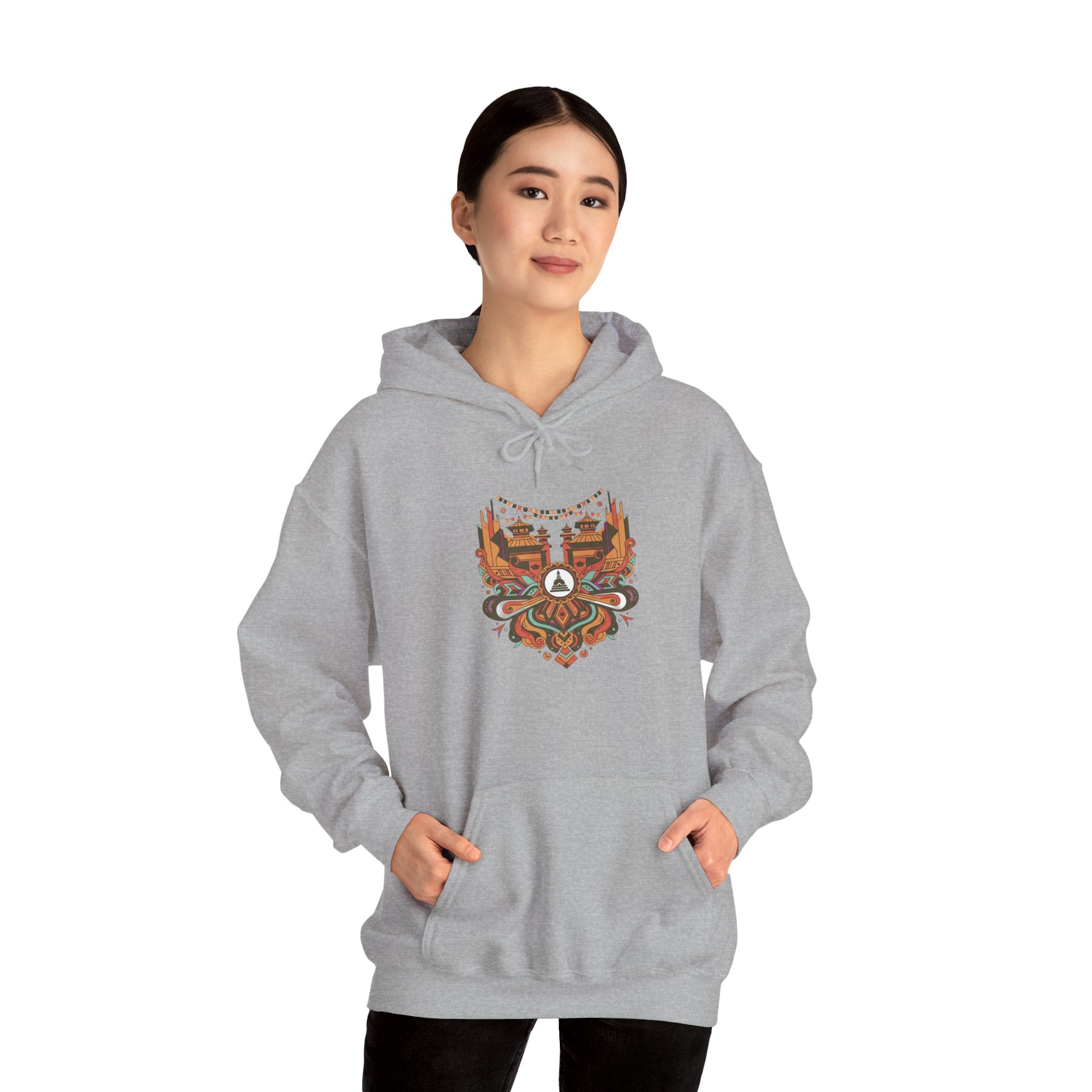 Spiritual Mandala Buddha Hoodie — Colorful Meditation Graphic Sweatshirt