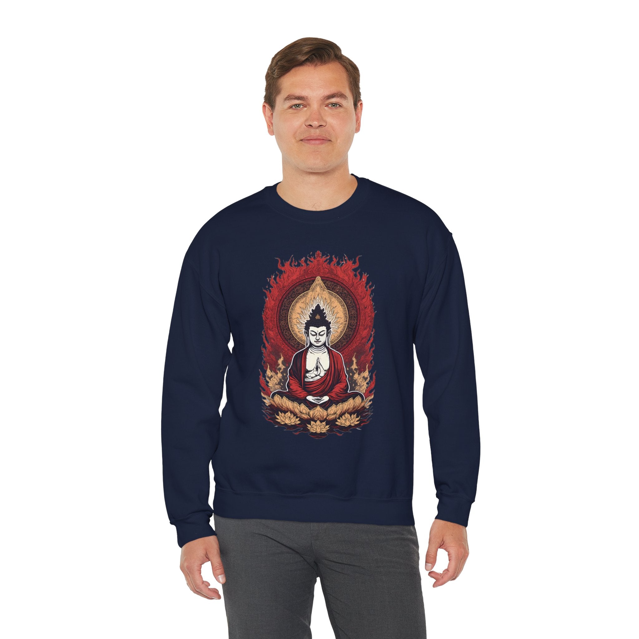 Buddha Lotus Flame Crewneck Sweatshirt