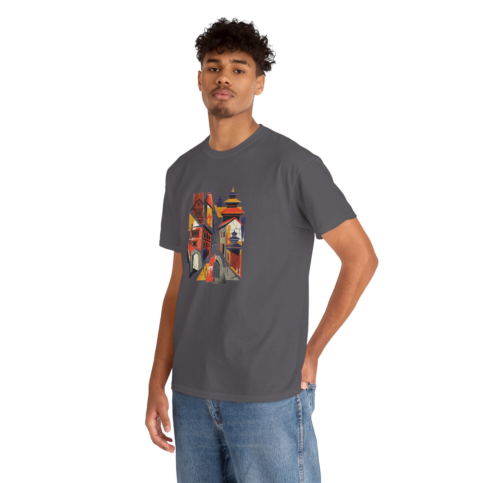 Cityscape Abstract Tee — Colorful Urban Architecture Graphic T‑Shirt