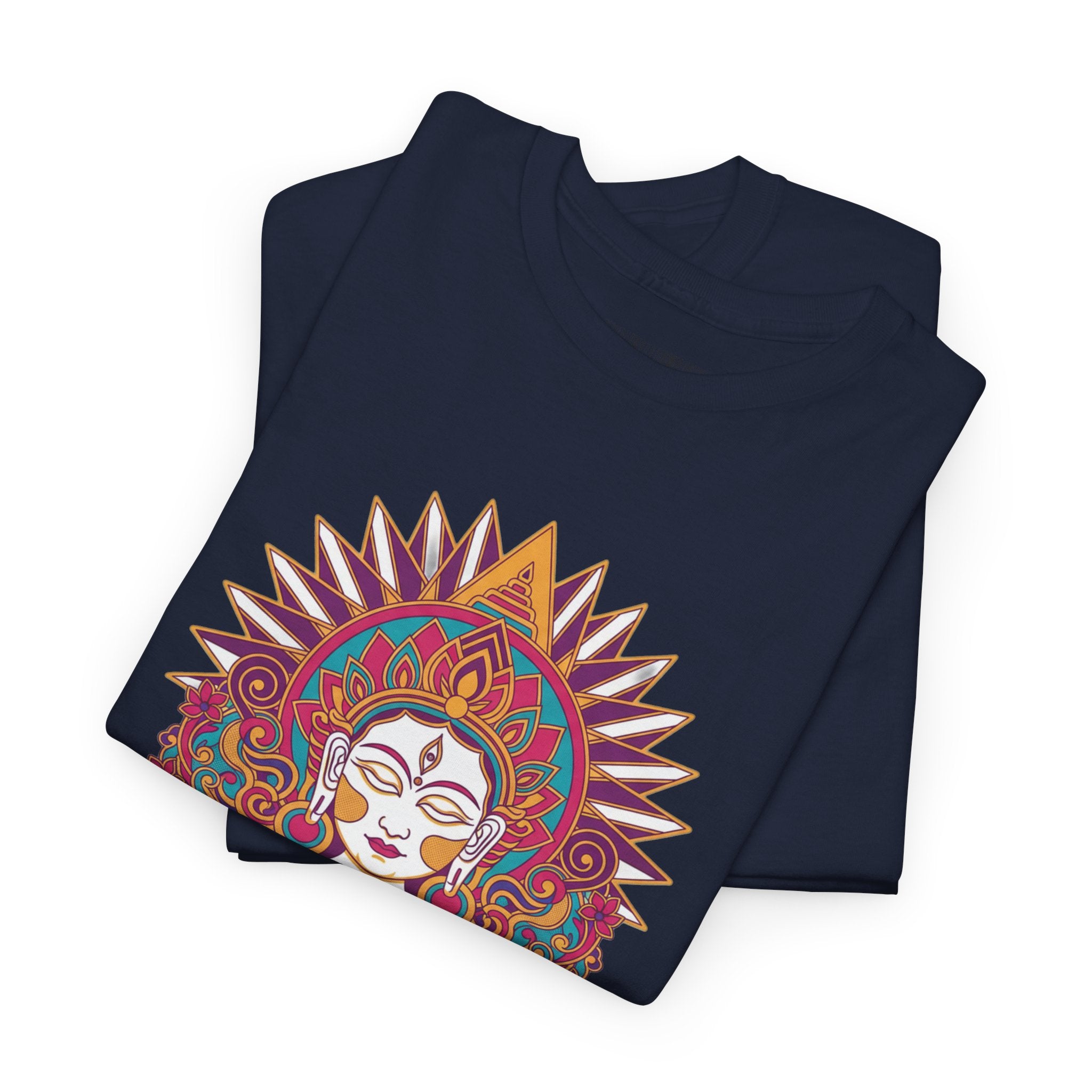 Spiritual Goddess Sun Mandala Tee — Colorful Boho Yoga T‑Shirt