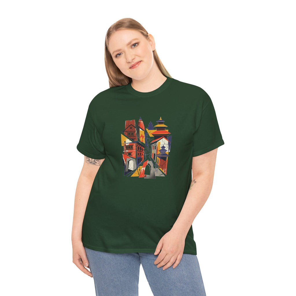 Cityscape Abstract Tee — Colorful Urban Architecture Graphic T‑Shirt