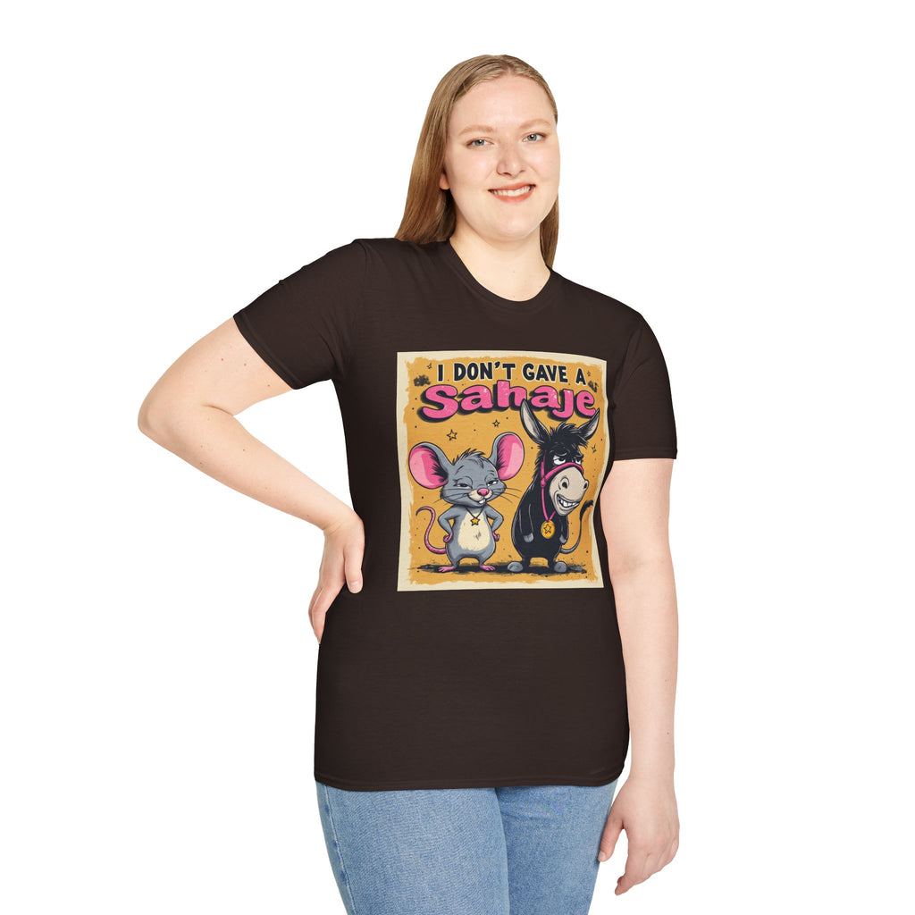 Don’t Give a Satrage T-Shirt — Funny Mouse & Donkey Cartoon Tee