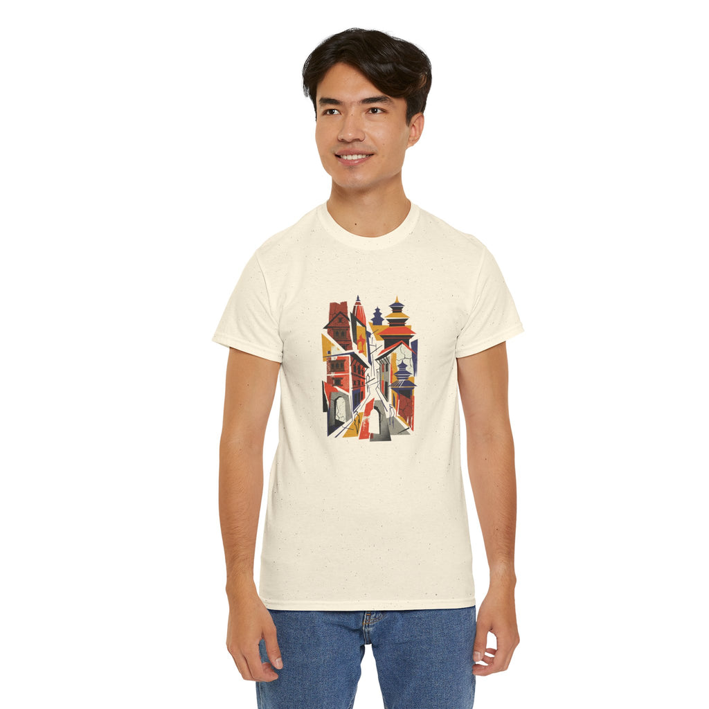 Cityscape Abstract Tee — Colorful Urban Architecture Graphic T‑Shirt