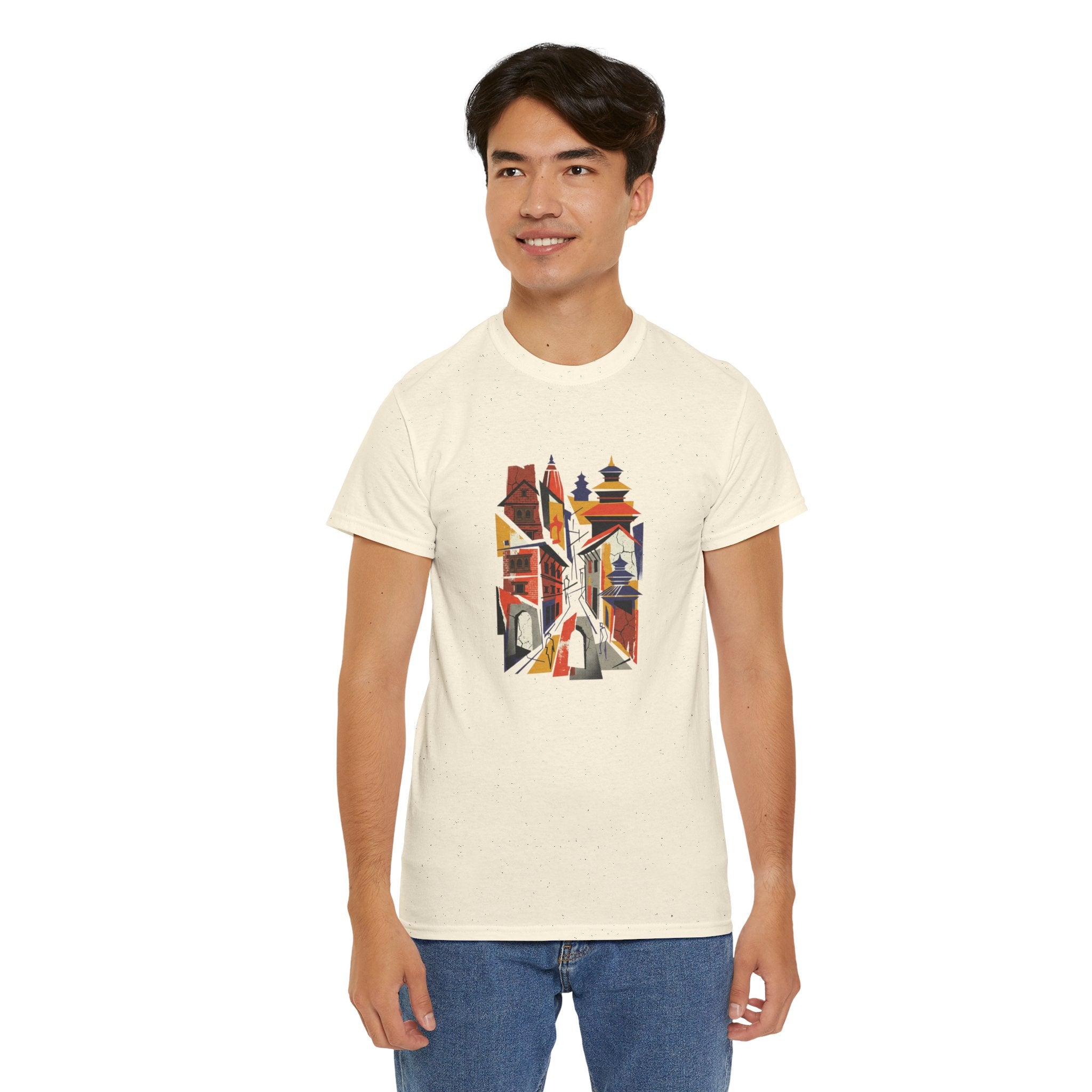 Cityscape Abstract Tee — Colorful Urban Architecture Graphic T‑Shirt