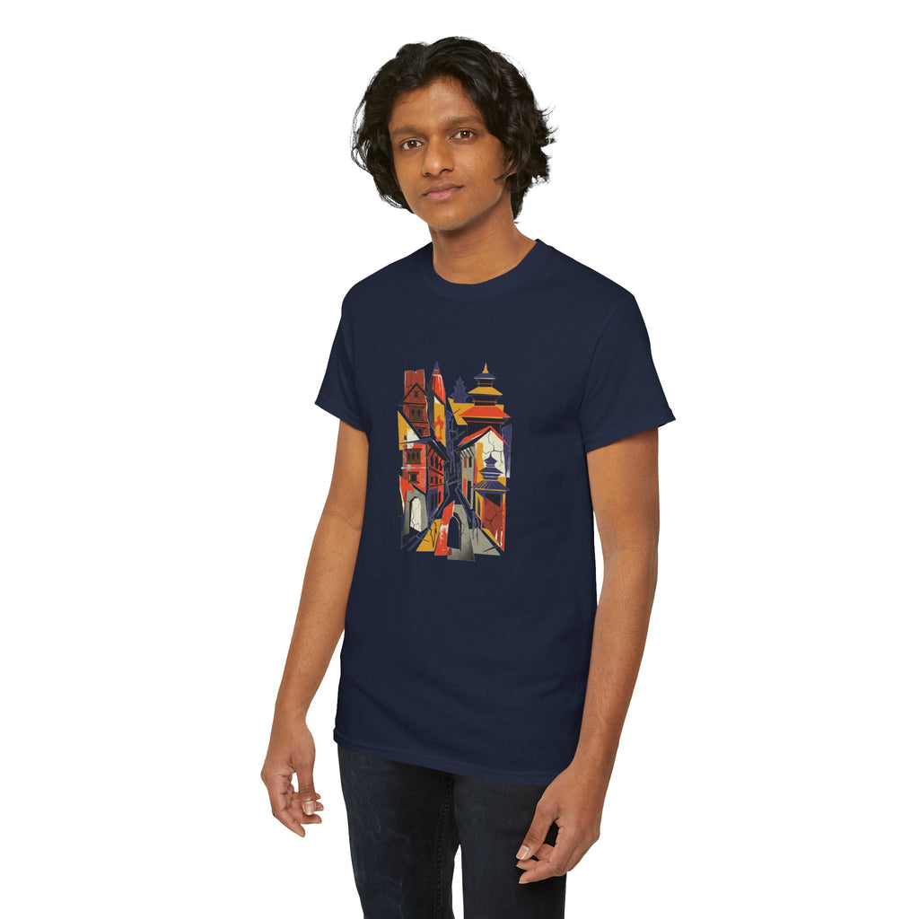 Cityscape Abstract Tee — Colorful Urban Architecture Graphic T‑Shirt