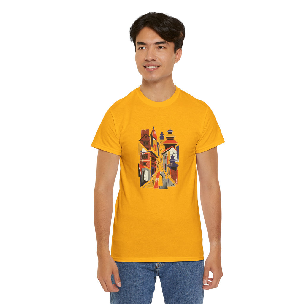 Cityscape Abstract Tee — Colorful Urban Architecture Graphic T‑Shirt