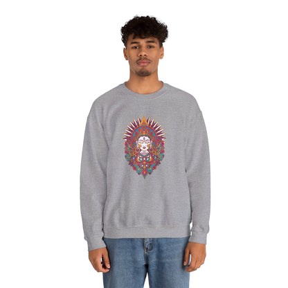 Crewneck Sweatshirt — Colorful Mandala Goddess Graphic