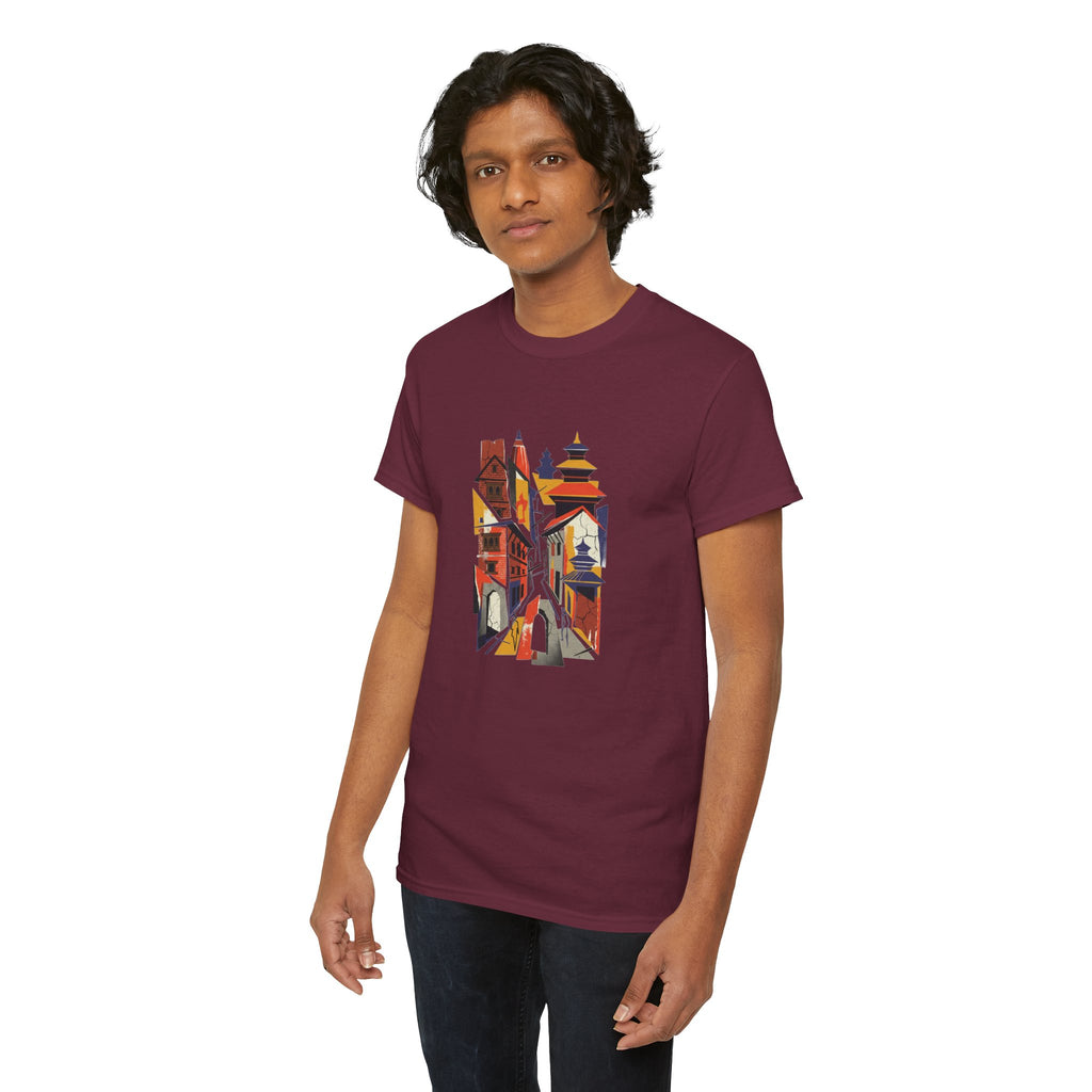 Cityscape Abstract Tee — Colorful Urban Architecture Graphic T‑Shirt