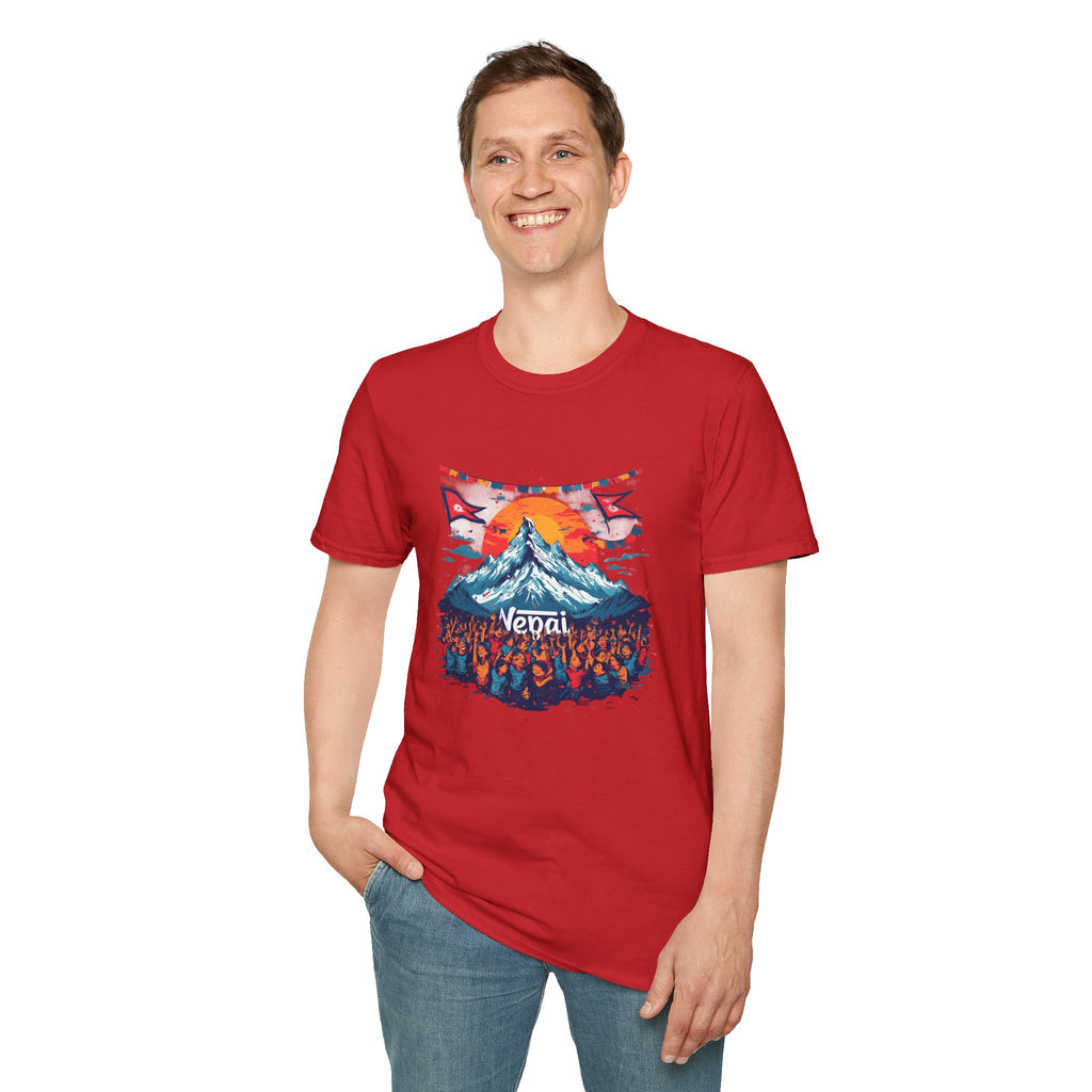 Nepal Mountain Sunrise T-Shirt — Retro Trekking Graphic Tee