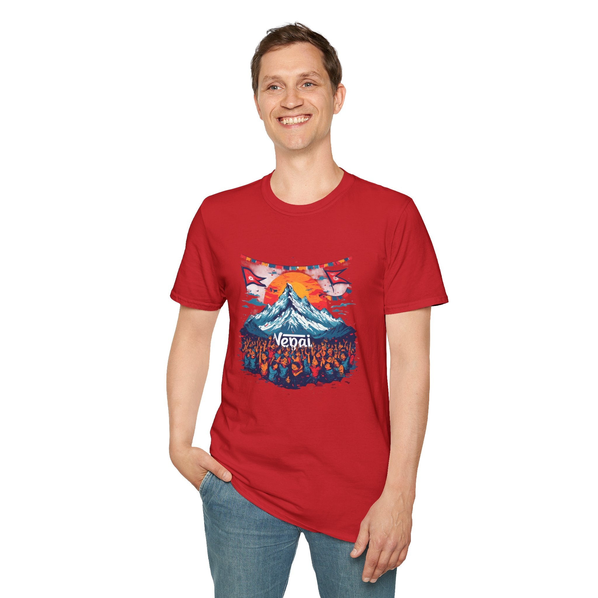 Nepal Mountain Sunrise T-Shirt — Retro Trekking Graphic Tee