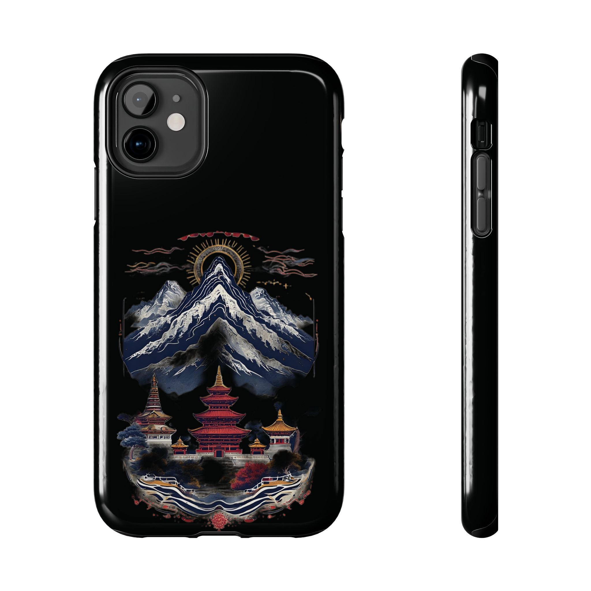 Mountain Temple Tough Phone Case — Japanese-Inspired Landscape Phone Cover