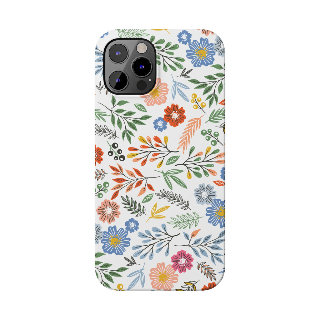 Slim Floral Phone Case — Colorful Hand-Drawn Wildflower Design