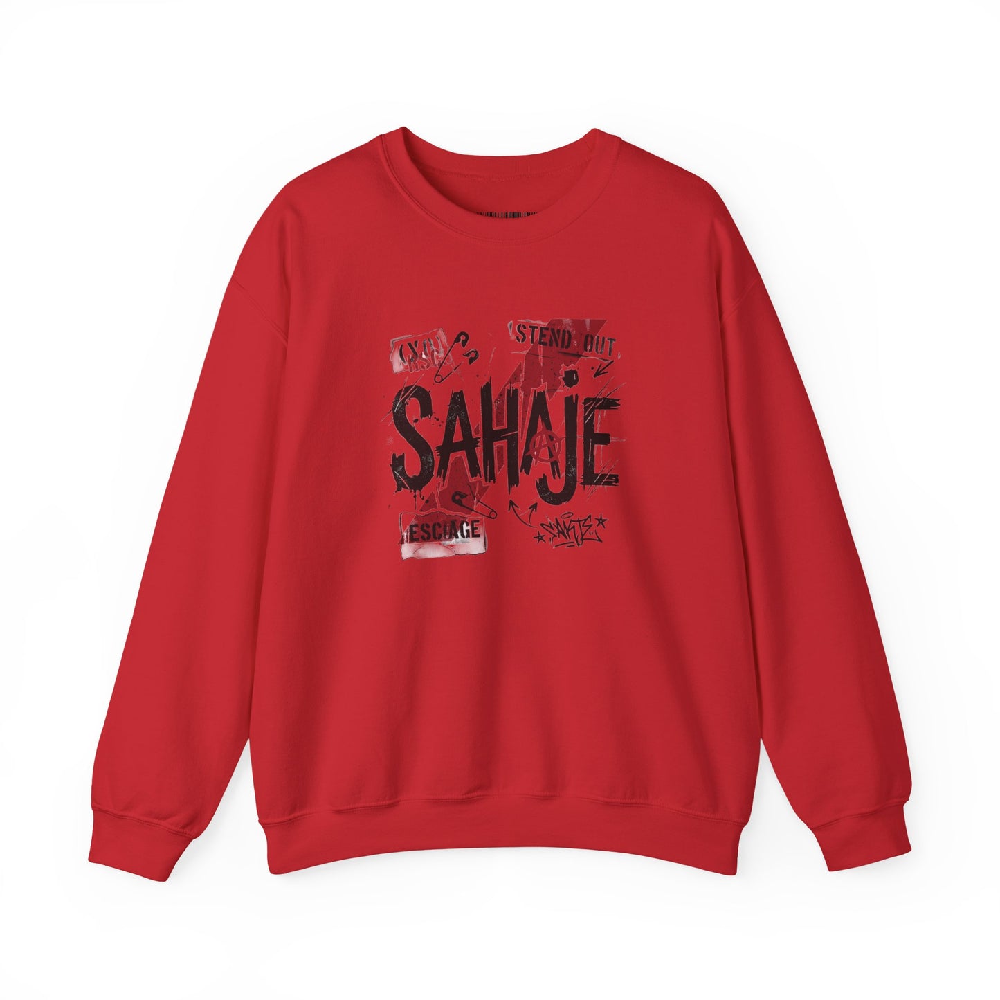 Crewneck Sweatshirt — 'Sahaje' Distressed Script Graphic