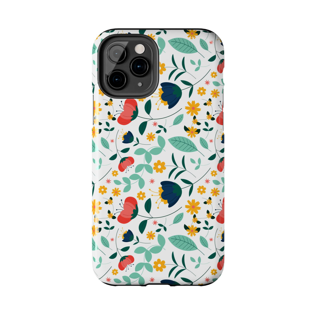 Floral Pattern Tough Phone Case — Colorful Spring Flowers Phone Cover