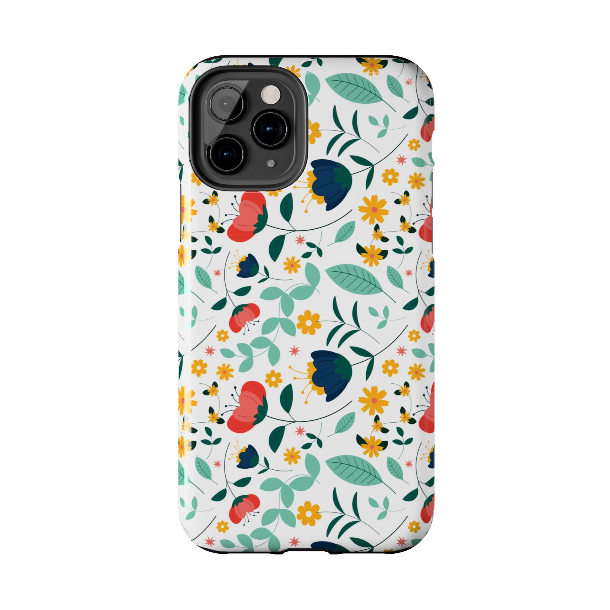 Floral Pattern Tough Phone Case — Colorful Spring Flowers Phone Cover