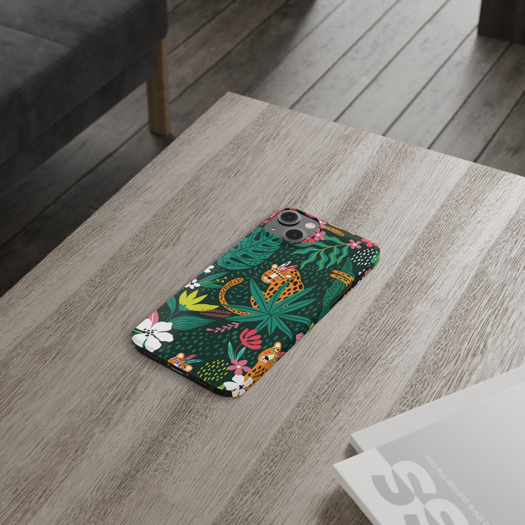 Slim Phone Case — Tropical Jungle Leopard Floral Pattern (Slim Protective Phone Cover)