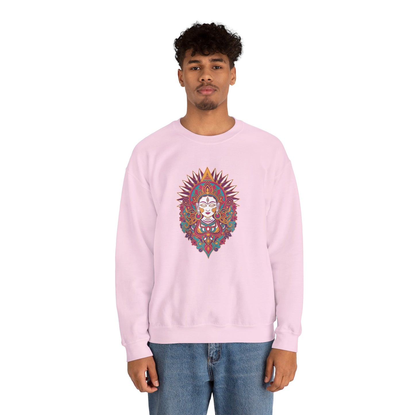 Crewneck Sweatshirt — Colorful Mandala Goddess Graphic