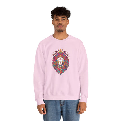 Crewneck Sweatshirt — Colorful Mandala Goddess Graphic