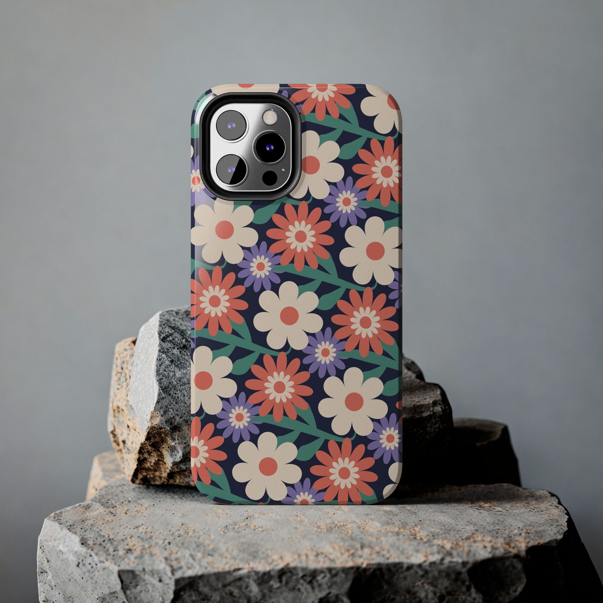 Floral Tough Phone Case — Retro Daisies Protective Phone Cover