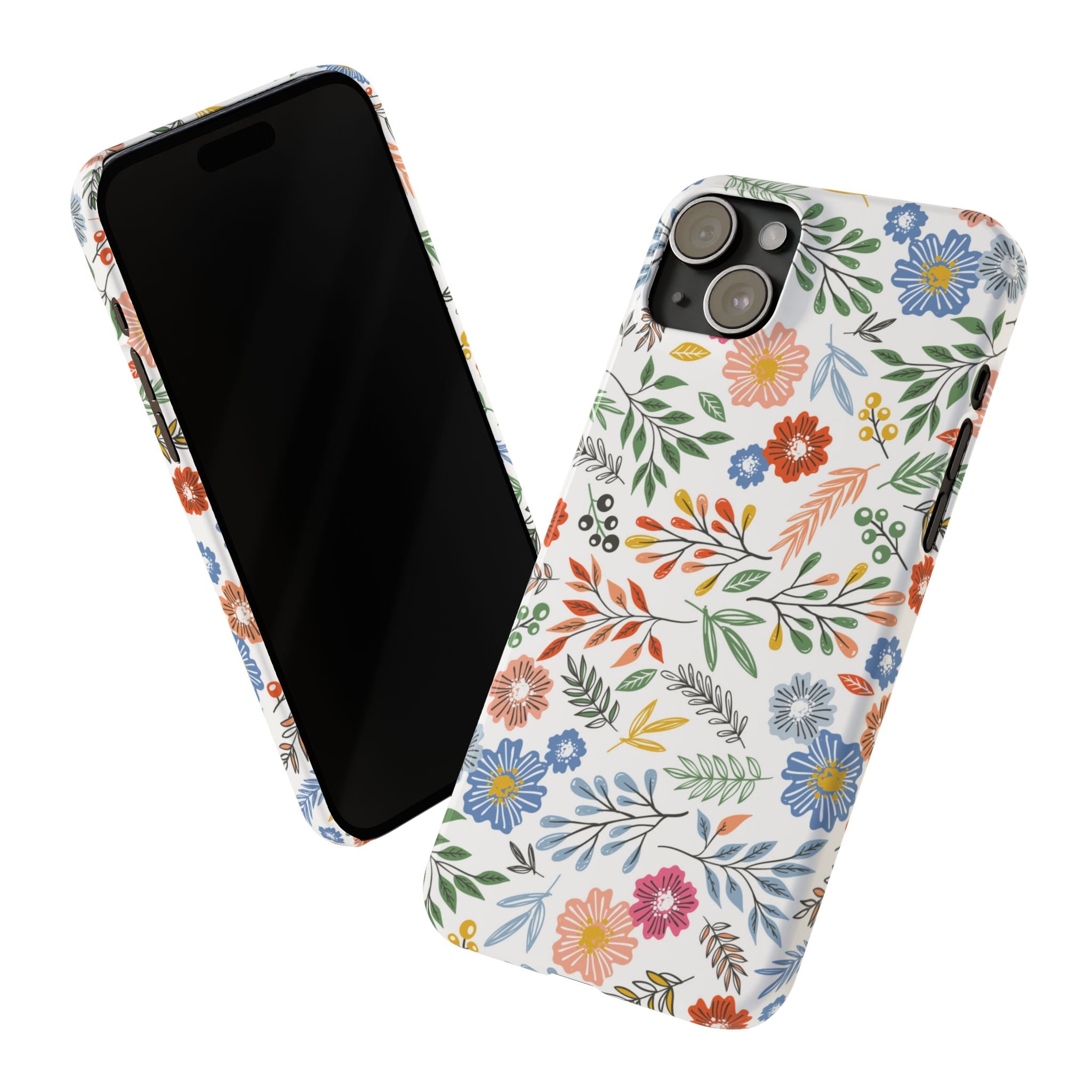 Slim Floral Phone Case — Colorful Hand-Drawn Wildflower Design