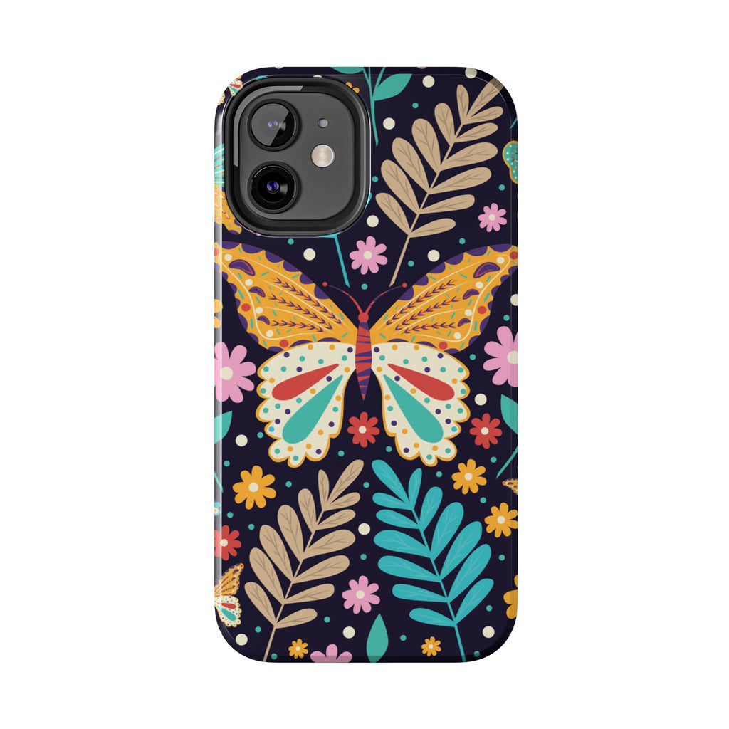 Floral Butterfly Tough Phone Case — Colorful Garden Protective Cover
