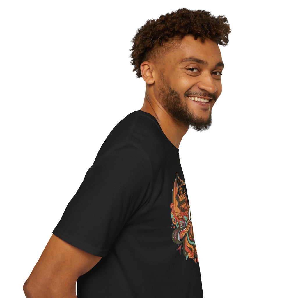 Boho Tribal Sunset T-Shirt — Vintage Geometric Nature Graphic