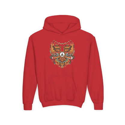 Youth Hoodie — Rustic Peace Mandala Graphic