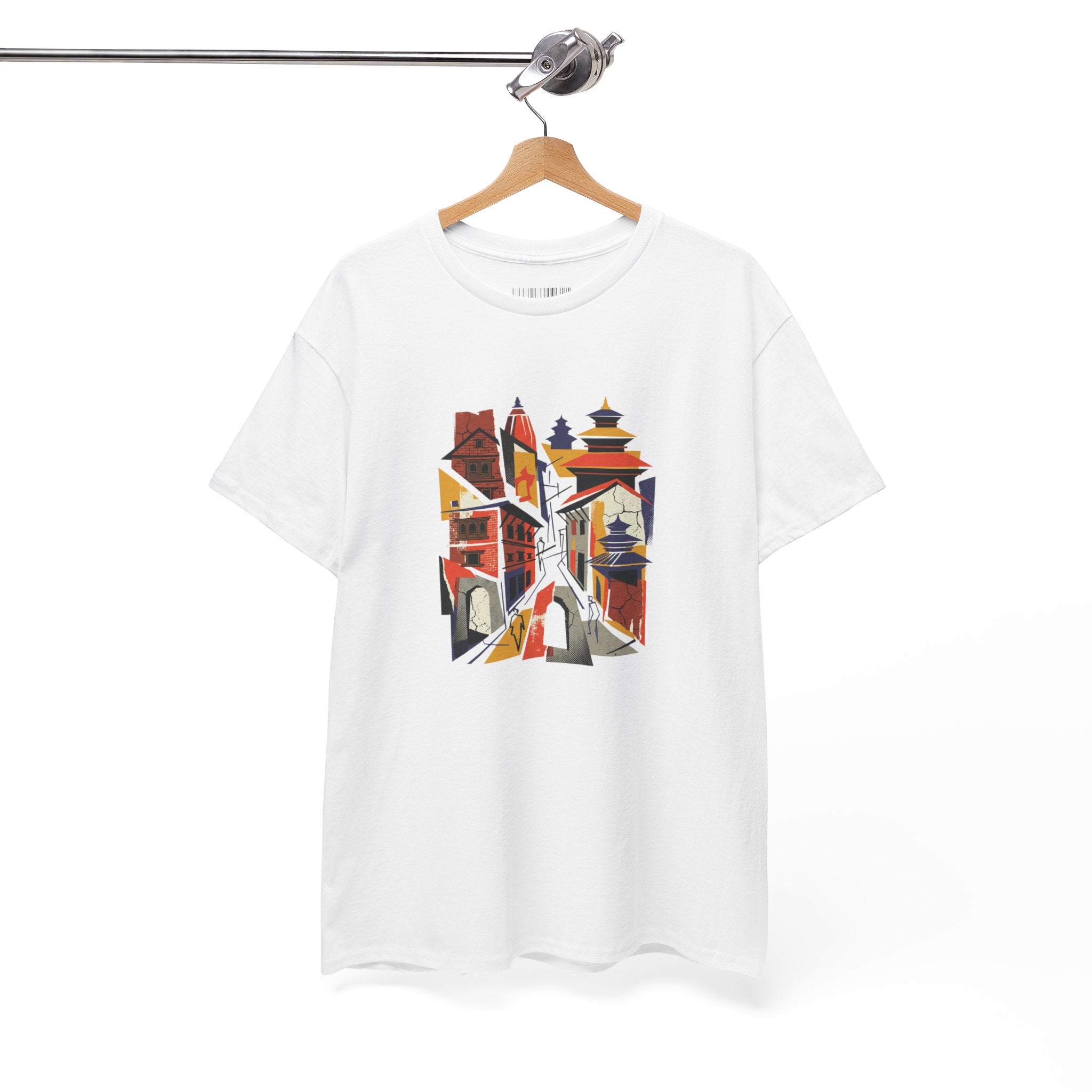 Cityscape Abstract Tee — Colorful Urban Architecture Graphic T‑Shirt
