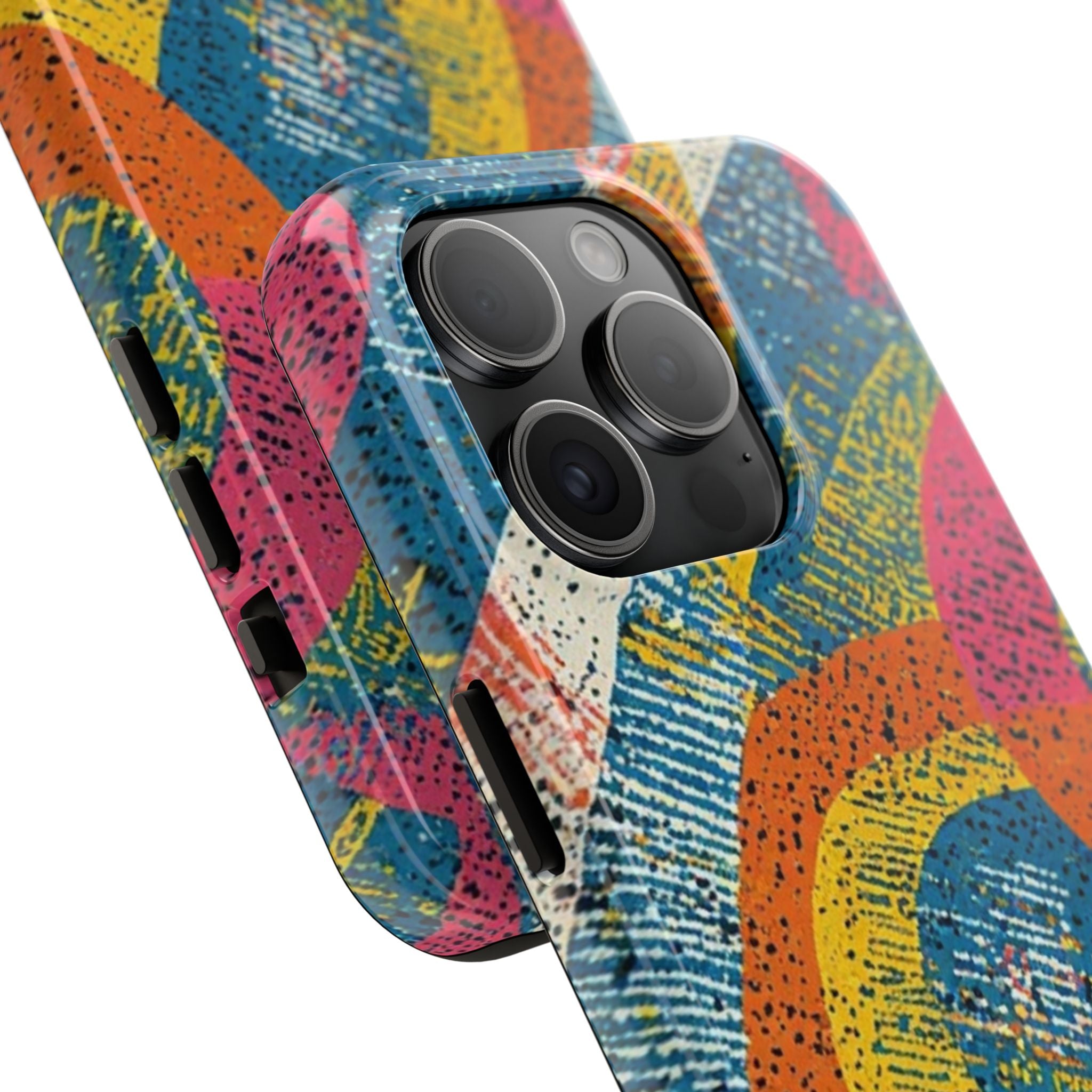 Bold Retro Abstract Tough Phone Case — Colorful Geometric Protective Cover