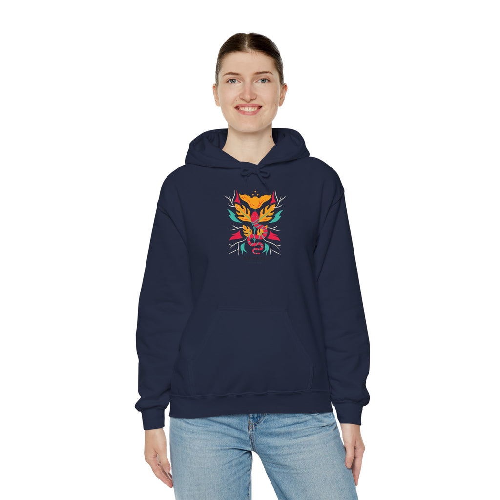 Floral Snake Hoodie — Colorful Serpent & Bloom Graphic Sweatshirt