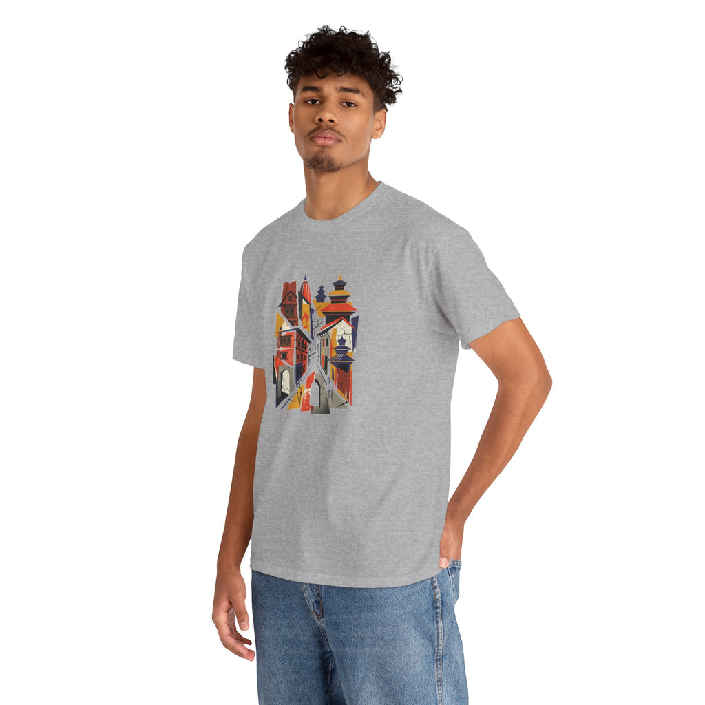Cityscape Abstract Tee — Colorful Urban Architecture Graphic T‑Shirt