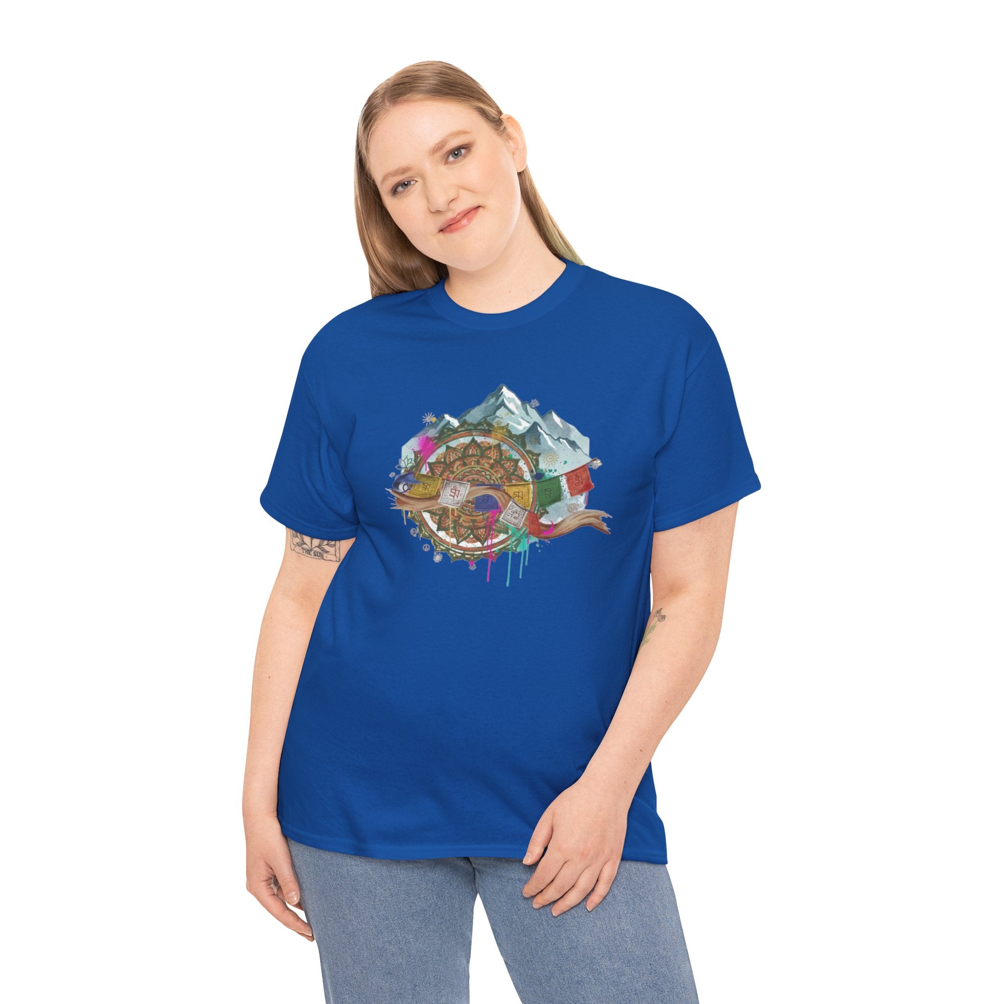 Adventure Compass Graphic Tee — Mountain, Globe & Flag Illustration