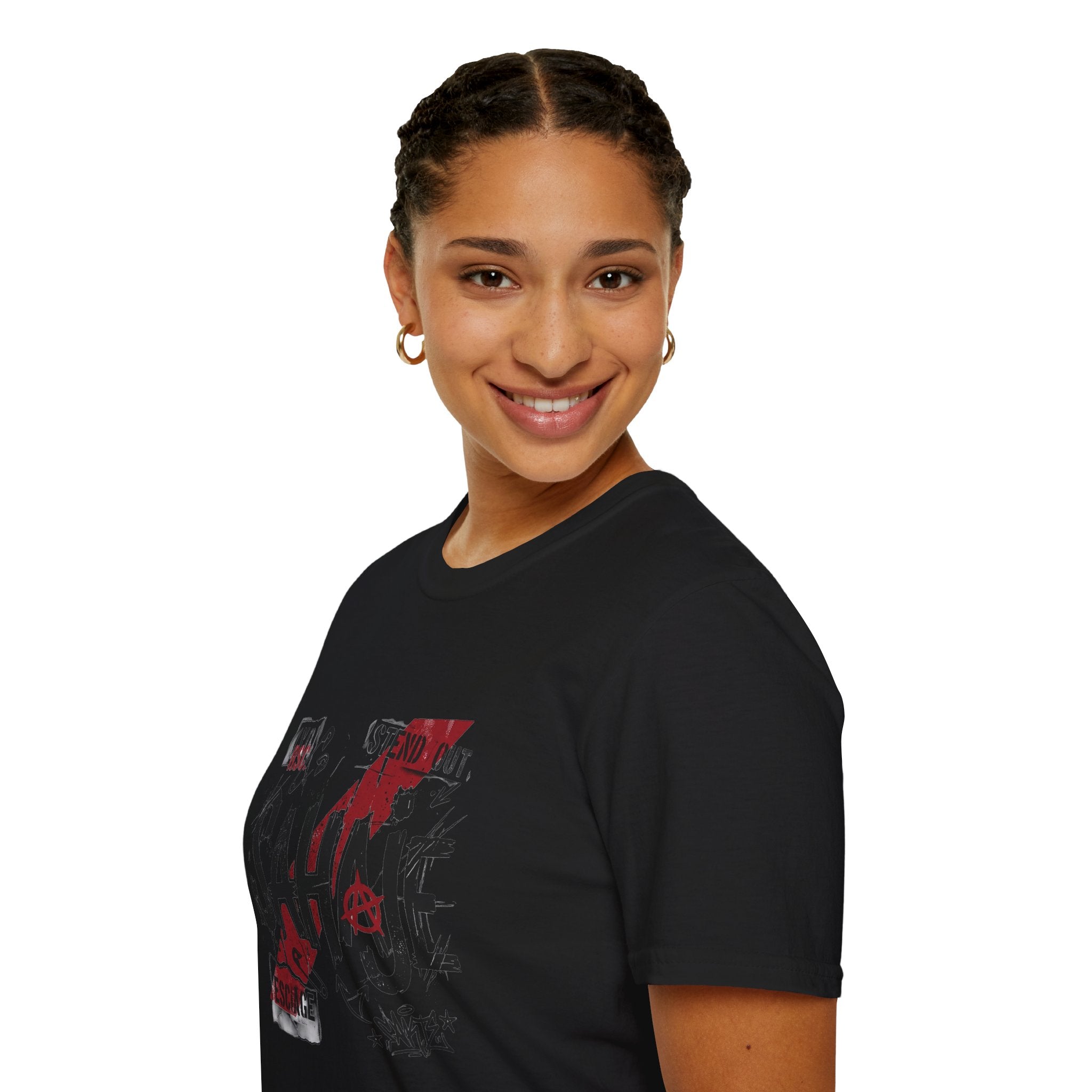 Sahajé Graphic T-Shirt — Bold Streetwear Tee with Red Slash Design