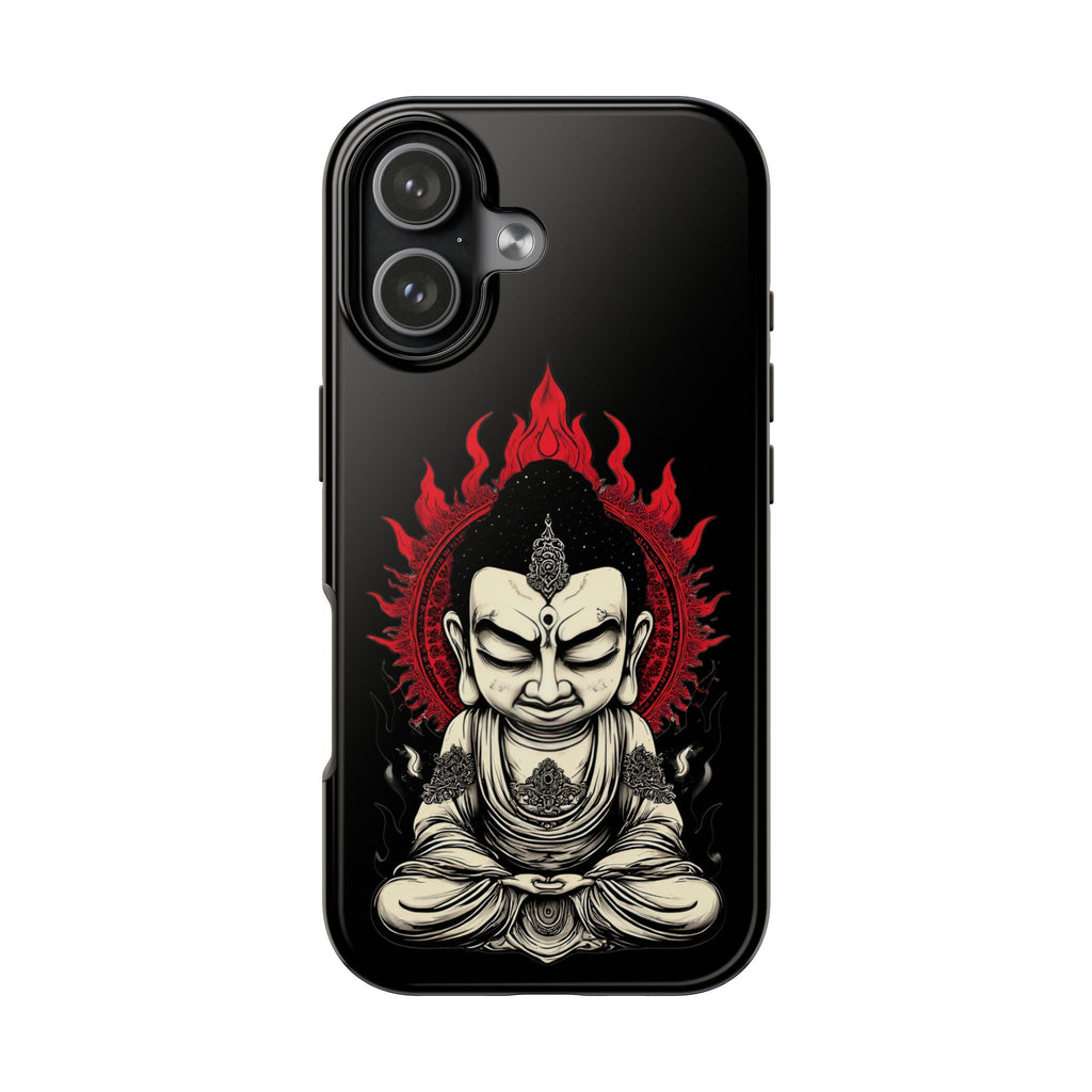 Meditative Buddha Tough Phone Case — Red Flame Zen Protection